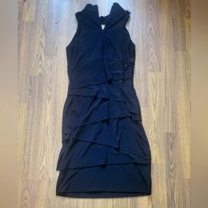 Joseph Ribkoff Black Sleeveless Layered Dress Elegant & Chic Size 6 Canada Made